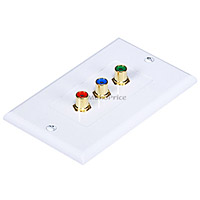 3 RCA Component Two-Piece Inset Wall Plate (RGB) - Coupler Type