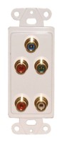 DECORATOR,RCA FEED THRU  COMPONENT VIDEO+AUDIO PLATE-WHITE