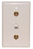 2 Gold "F" (F-81) and 1 Telephone 4C RJ11 with White Wall Plate