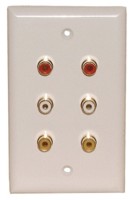 6 RCA SOLDER {2R,2W,2Y} WALL PLATE WHITE 