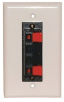 4 Heavy Duty Push-Type SPEAKER TERM. WALL PLATE WHITE