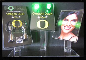 IRON FAN Green Light-Up Oregon Duck LED Earrings