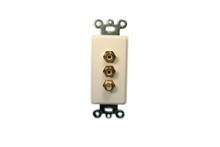 2 Gold RCA Jacks and 1 Gold F-81 3GHz Solderless Connector with White Insert Plate