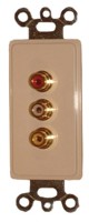 3 GOLD RCA FEED THRU PLATE-IVORY