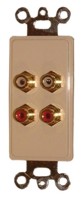 4 GOLD RCA FEED THRU PLATE-IVORY