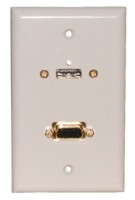 STD. WALL PLATE HDMI + VGA, SOLDERLESS - WHITE FEED THRU