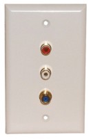 1 GOLD "F" 3GHz 2 SOLDER RCA WALL PLATE WHITE 