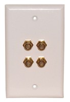 4 GOLD "F" 3GHz WALL PLATE WHITE 