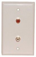 2 GOLD RCA {1R/1W} SOLDER WALL PLATE WHITE 