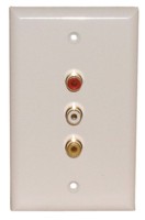 3 GOLD RCA {1R,1W,1Y} SOLDER WALL PLATE WHITE 