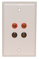 4 Gold Color Coded Banana Jack Connectors with White Plate