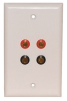 4 Gold Color Coded Banana Jack Connectors with White Plate